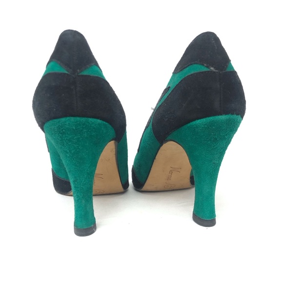 Norma B Green Black Swirl Suede Heels - Picture 14 of 16